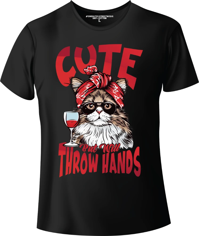 Cute But Will Throw Hands – Funny Sarcastic Animal T-Shirt for Men, Women & Kids | D-110