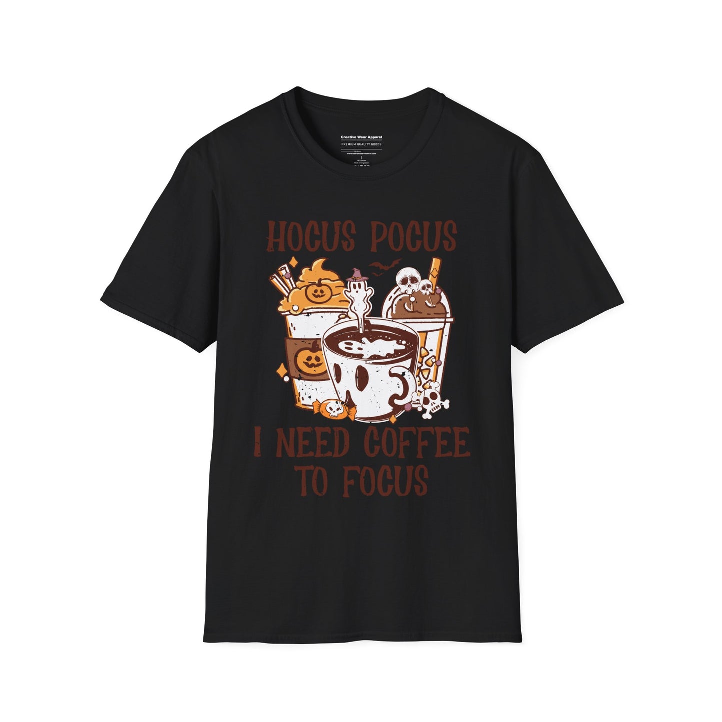 Hocus Pocus I Need Coffee To Focus T-Shirt β Funny Halloween Coffee Shirt β Witchy Graphic Tee