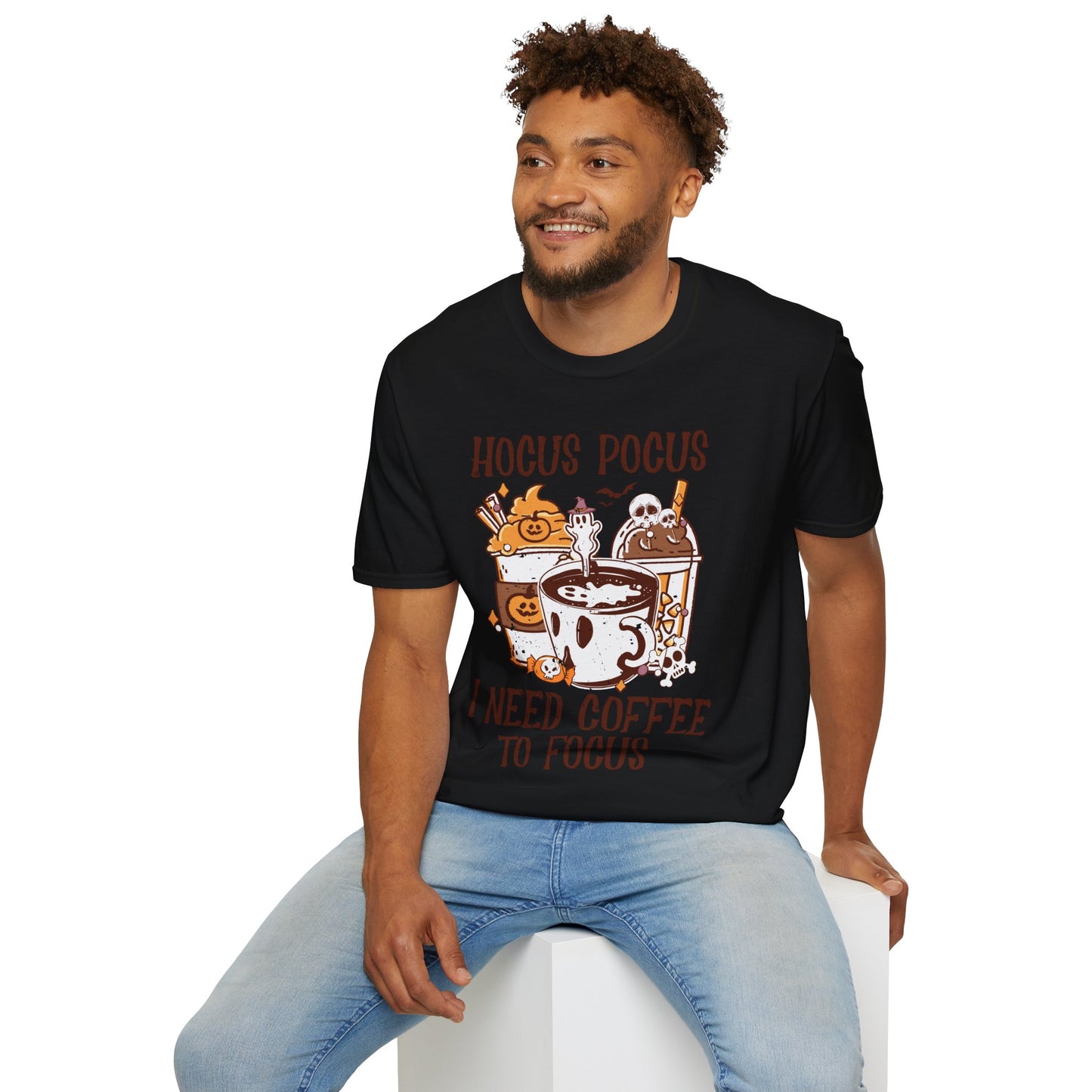 Hocus Pocus I Need Coffee To Focus T-Shirt β Funny Halloween Coffee Shirt β Witchy Graphic Tee