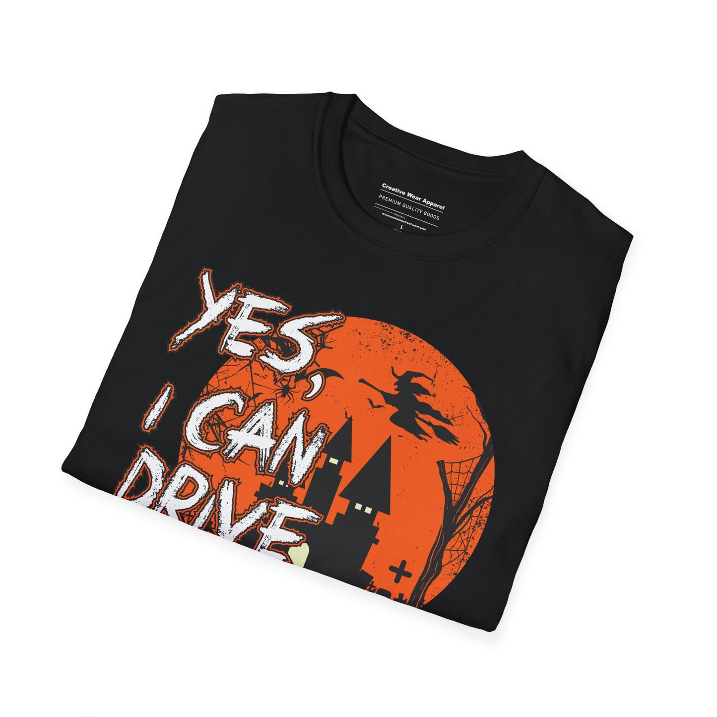 Yes I Can Drive A Stick T-Shirt β Funny Witch Halloween Graphic Tee β Spooky October Shirt