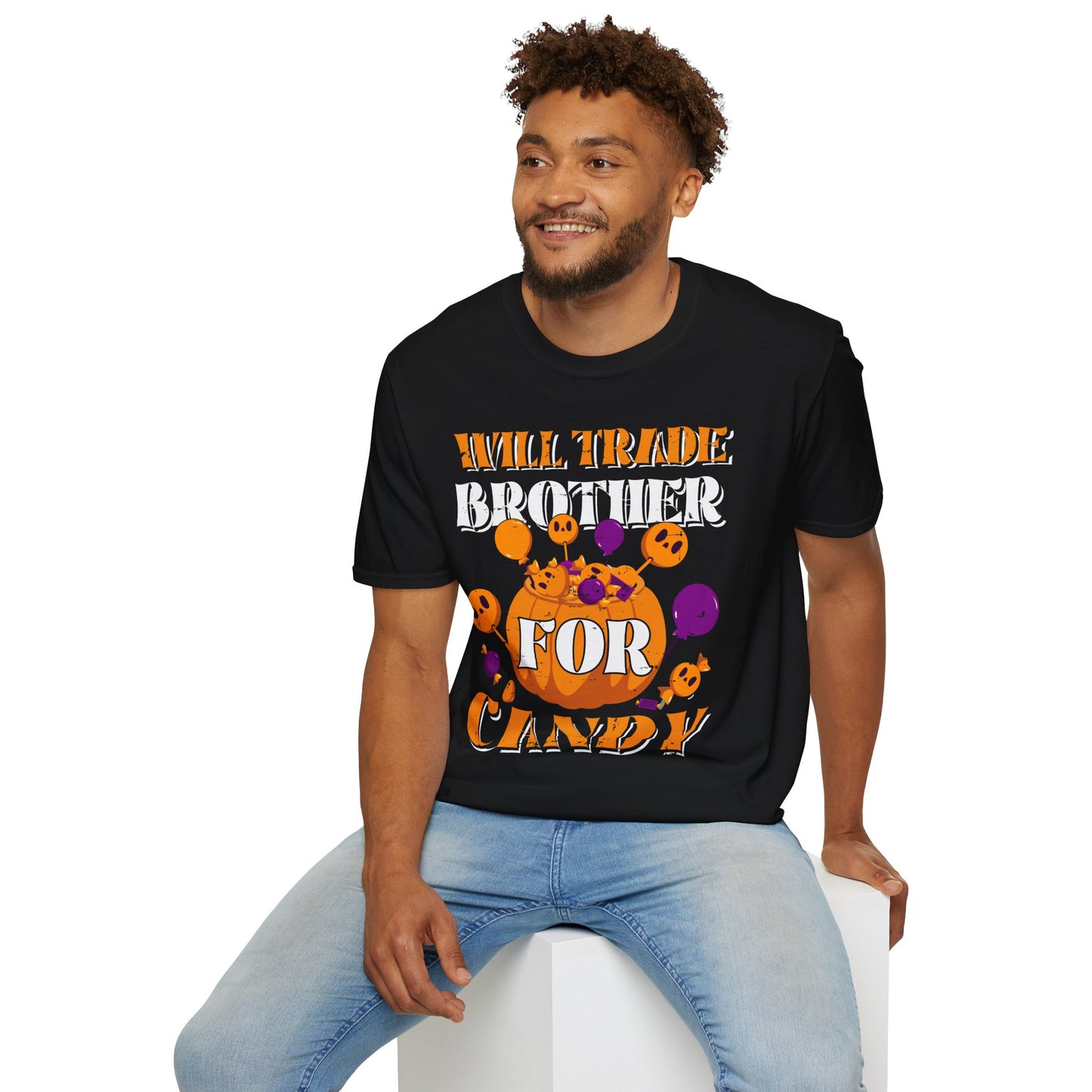 Will Trade Brother For Candy T-Shirt β Funny Halloween Graphic Tee β Spooky Holiday Shirt
