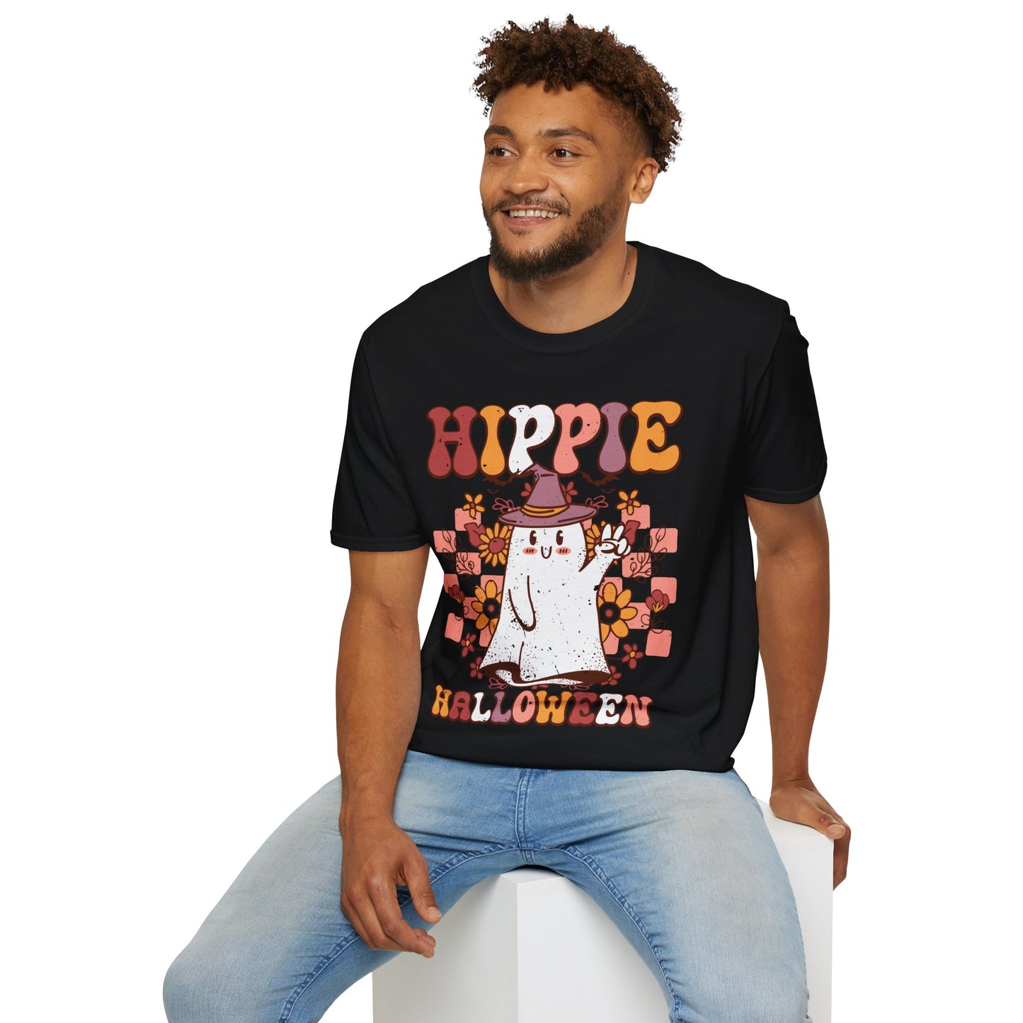 Hippie Halloween T-Shirt β Retro Groovy Halloween Shirt β Peace Love Pumpkin Graphic Tee