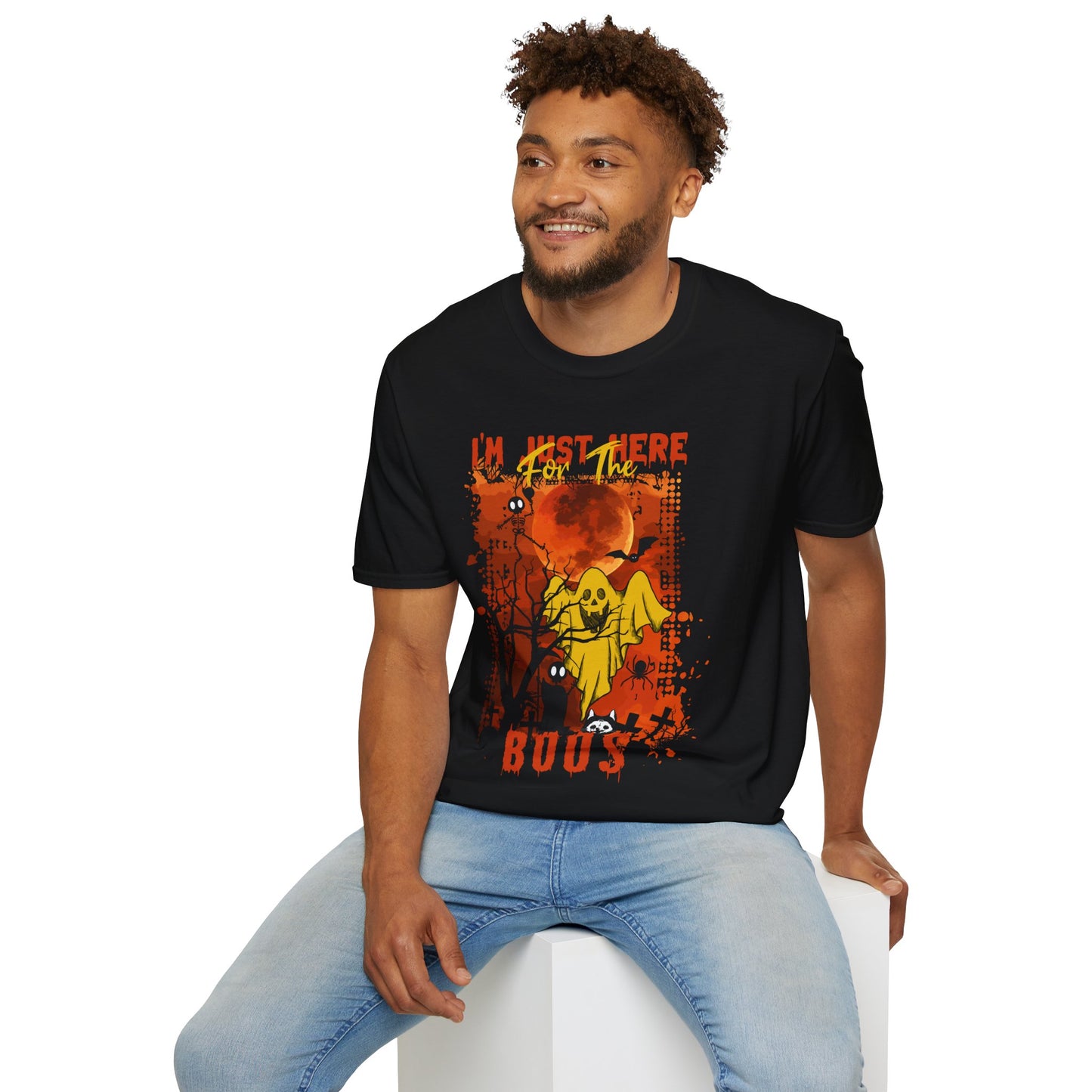 I Am Just Here For The Boos T-Shirt β Funny Halloween Drinking Graphic Tee β Spooky Party Shirt