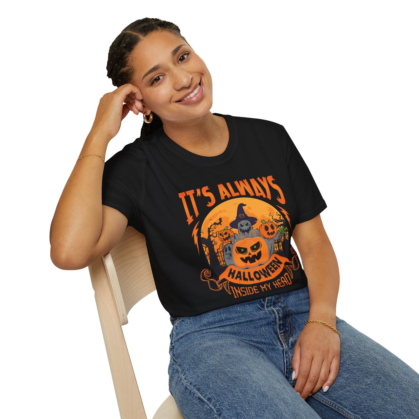 It’s Always Halloween Inside My Head T-Shirt – Funny Spooky Graphic Tee – Halloween Lover Shirt