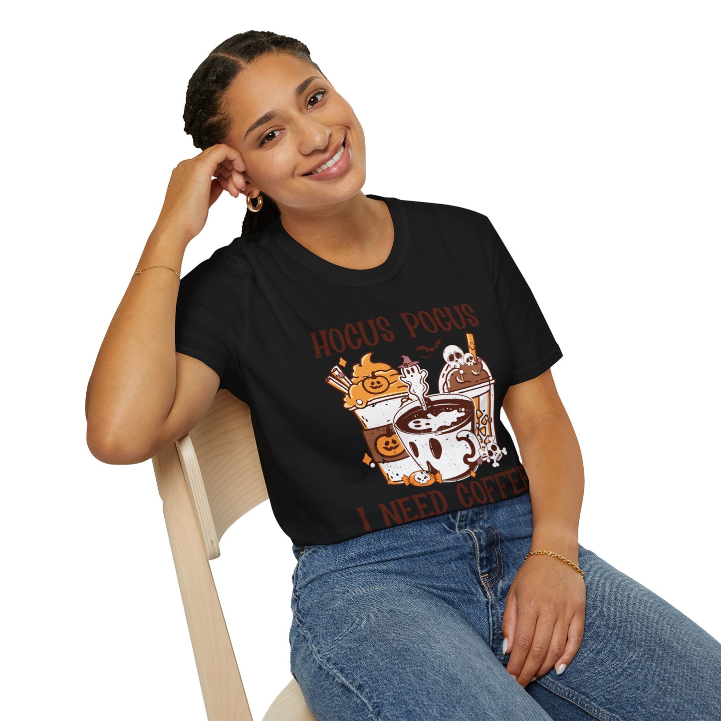 Hocus Pocus I Need Coffee To Focus T-Shirt β Funny Halloween Coffee Shirt β Witchy Graphic Tee