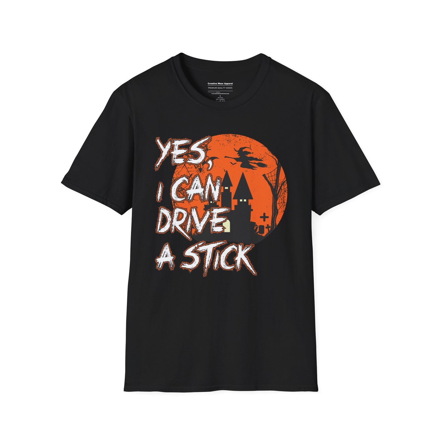 Yes I Can Drive A Stick T-Shirt β Funny Witch Halloween Graphic Tee β Spooky October Shirt