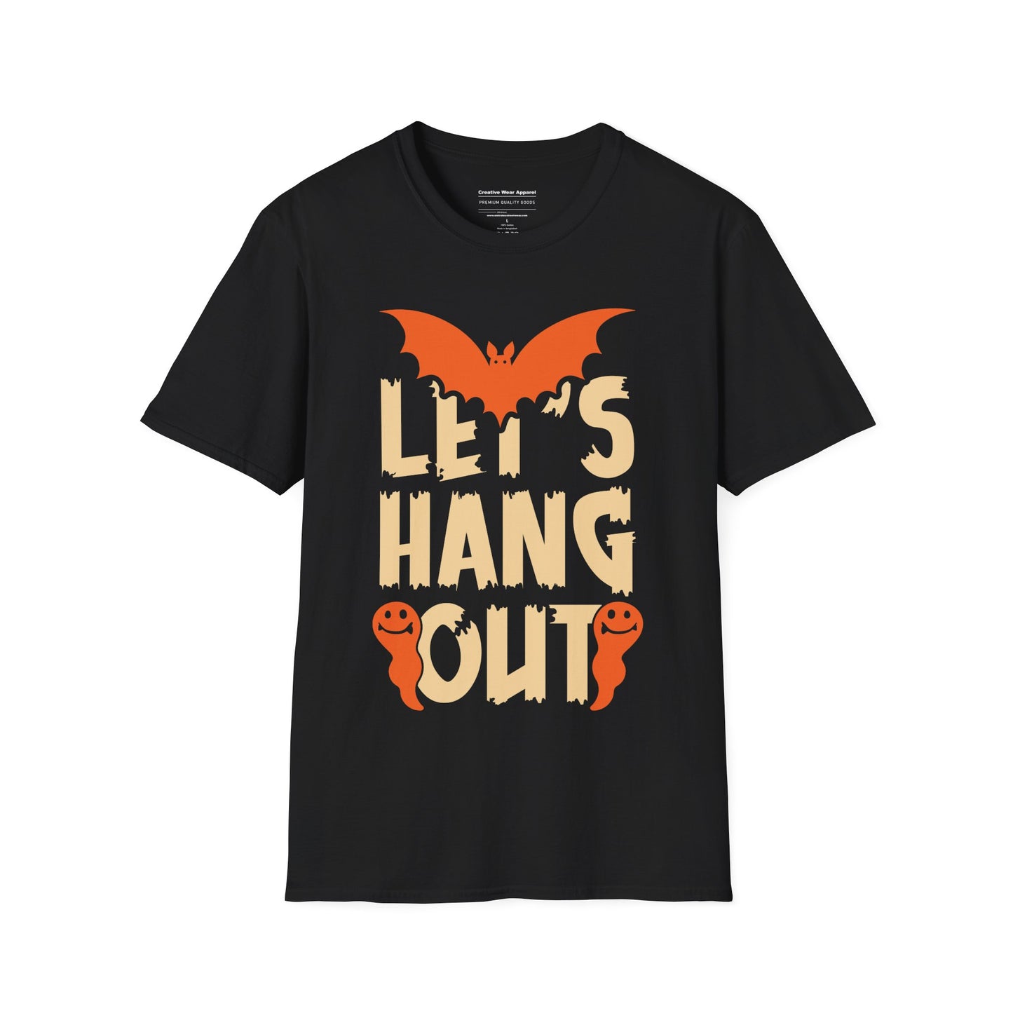 Let’s Hang Out T-Shirt – Cute Bat Halloween Graphic Tee – Funny Spooky Shirt