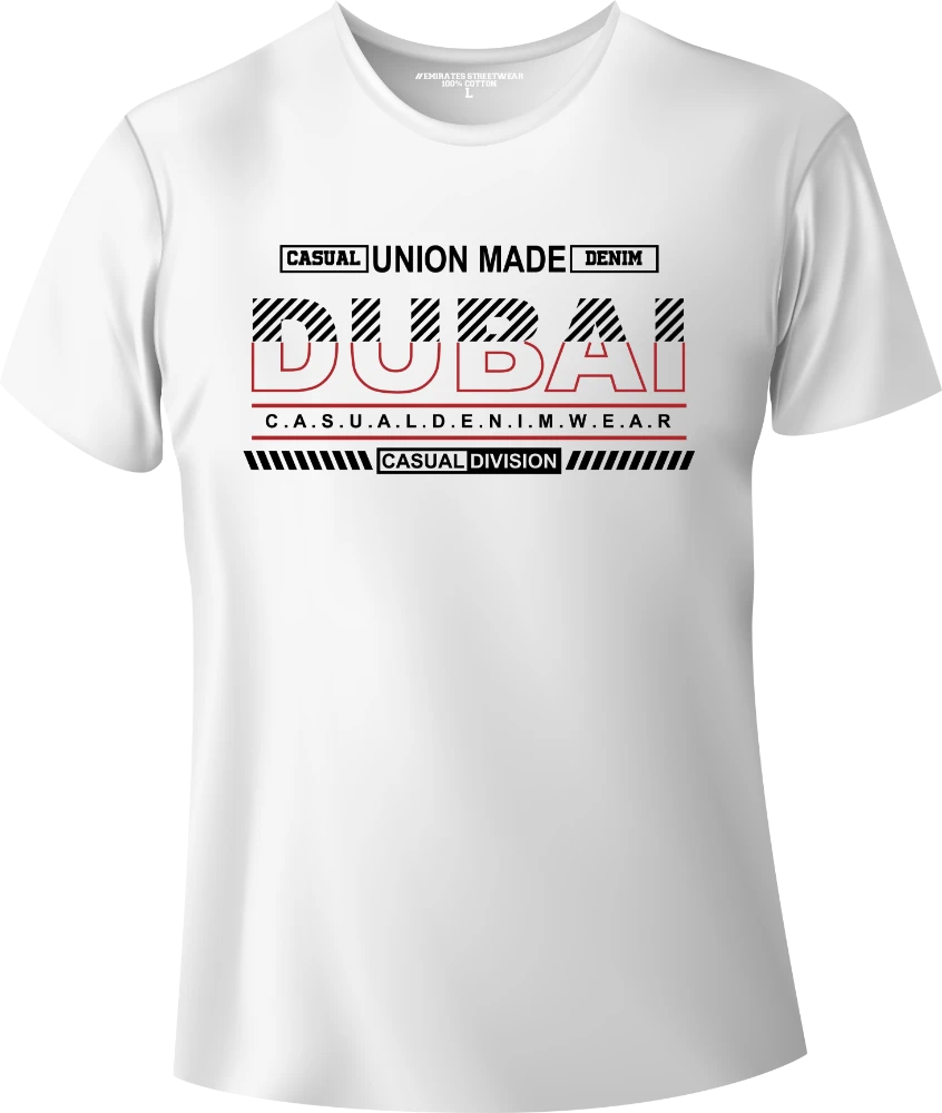 Dubai Casual Denim Streetwear Gift T-Shirt | Souvenir Unisex Tee for Men, Women & Kids D-145