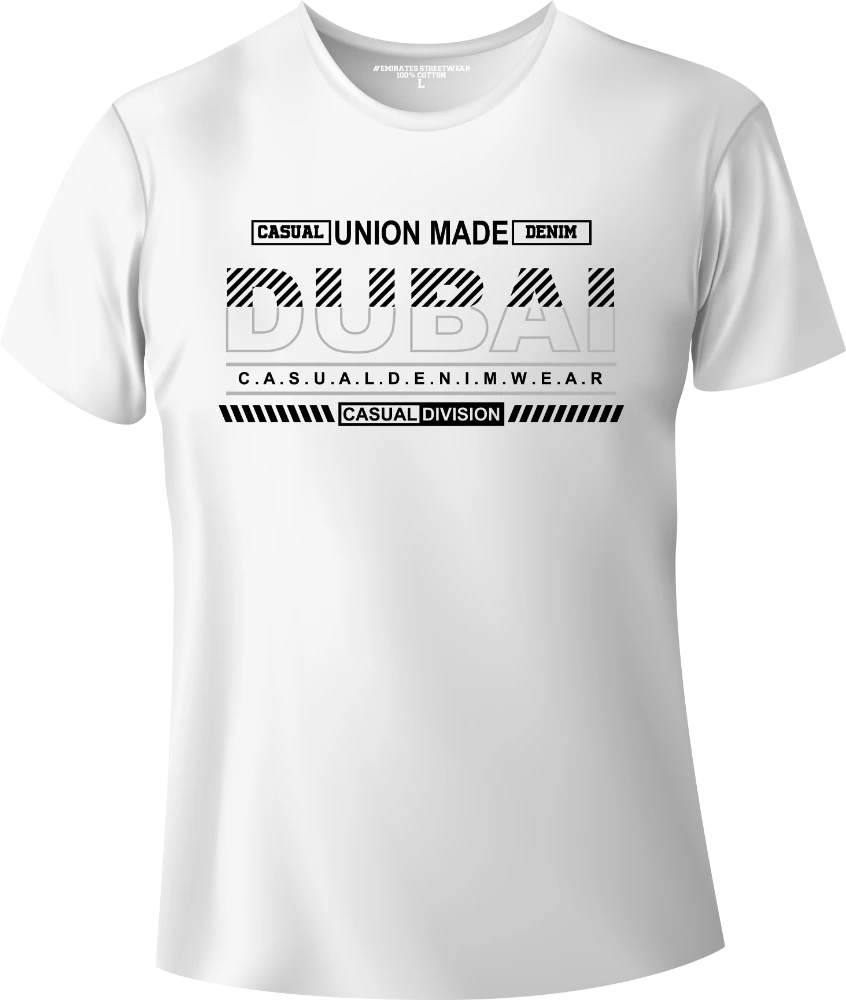 Dubai Casual Denim Streetwear Gift T-Shirt | Souvenir Unisex Tee for Men, Women & Kids D-145