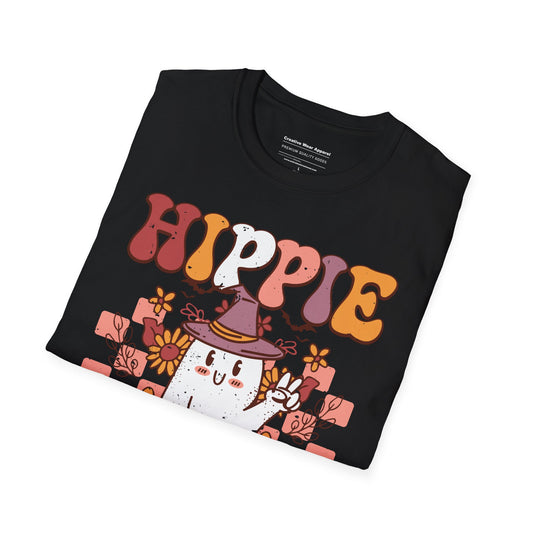 Hippie Halloween T-Shirt – Retro Groovy Halloween Shirt – Peace Love Pumpkin Graphic Tee