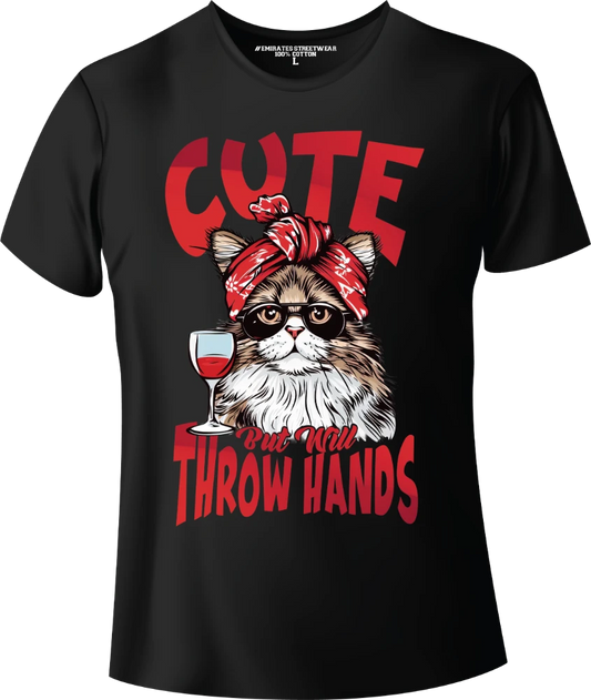 Cute But Will Throw Hands – Funny Sarcastic Animal T-Shirt for Men, Women & Kids | D-110