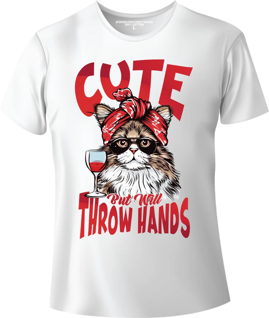 Cute But Will Throw Hands – Funny Sarcastic Animal T-Shirt for Men, Women & Kids | D-110