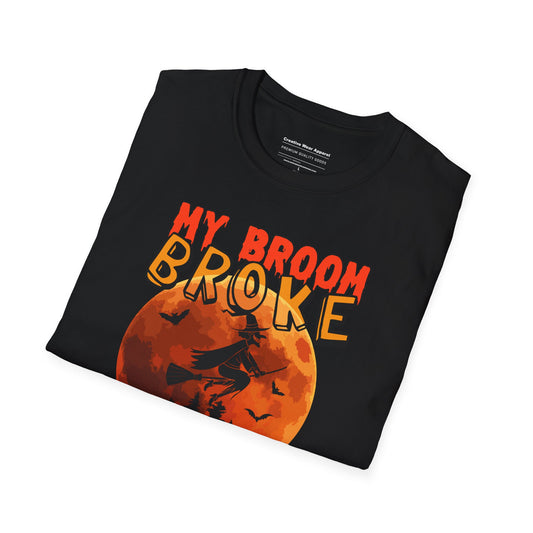 My Broom Broke So Now I Go Camping T-Shirt – Funny Witch Halloween Shirt – Spooky Camping Graphic Tee