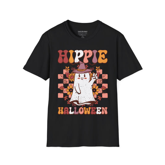 Hippie Halloween T-Shirt – Retro Groovy Halloween Shirt – Peace Love Pumpkin Graphic Tee