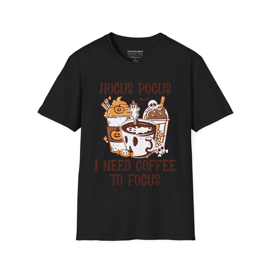 Hocus Pocus I Need Coffee To Focus T-Shirt – Funny Halloween Coffee Shirt – Witchy Graphic Tee