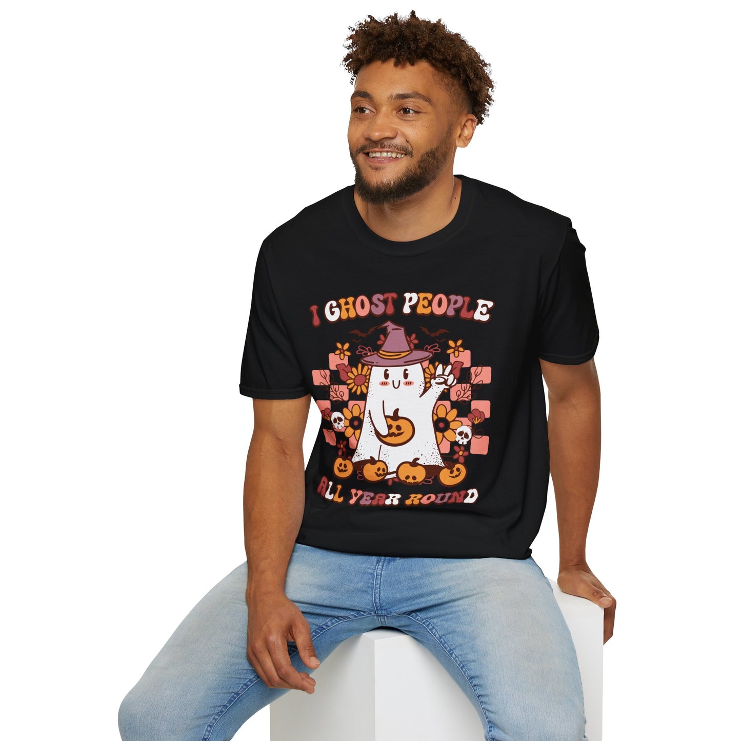 I Ghost People All Year Around T-Shirt – Funny Halloween Graphic Tee – Spooky Ghost Shirt