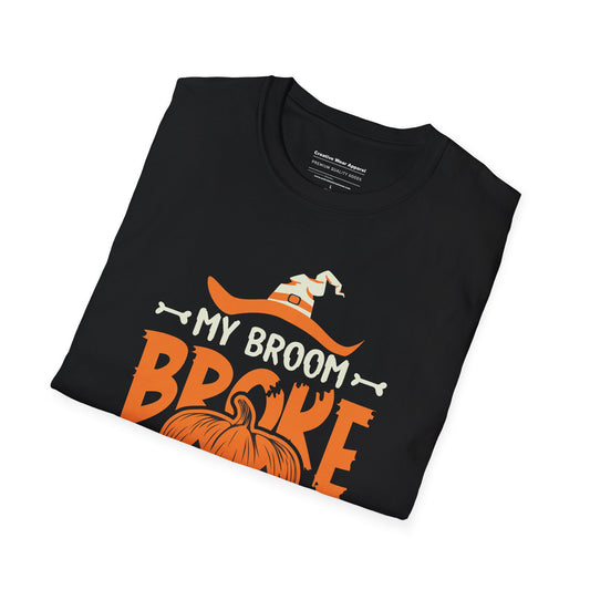 My Broom Broke So Now I'm A Teacher T-Shirt – Funny Halloween Teacher Shirt – Spooky School Graphic Tee