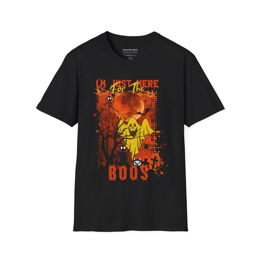 I Am Just Here For The Boos T-Shirt – Funny Halloween Drinking Graphic Tee – Spooky Party Shirt