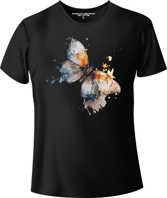 Butterfly Floral Watercolor T-Shirt Design for Men or Women, 100% Cotton, Unisex T-Shirt, D-007