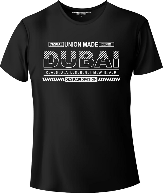 Dubai Casual Denim Streetwear Gift T-Shirt | Souvenir Unisex Tee for Men, Women & Kids D-145