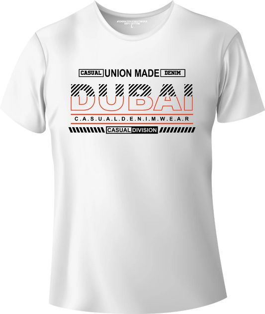 Dubai Casual Denim Streetwear Gift T-Shirt | Souvenir Unisex Tee for Men, Women & Kids D-145